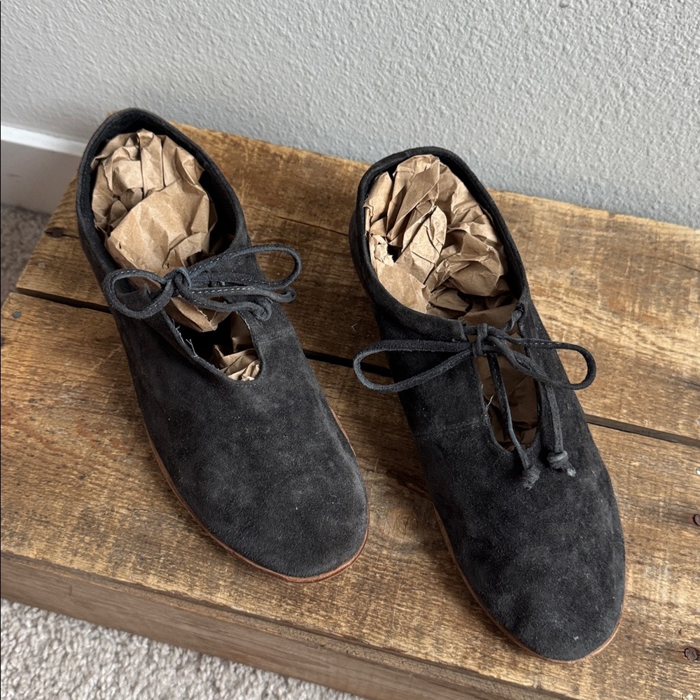Jeffrey Campbell 'Prieto' Open Oxford Suede Grey Brown Low Heeled Flats sz 9 - Picture 3 of 8